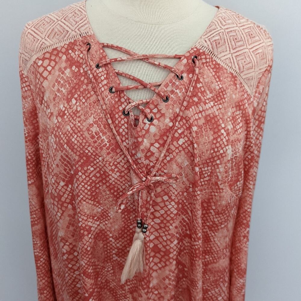 Women's Haute Hippie Tribe Light Coral Pink Python Dress Large Snake Longsleeve - Picture 7 of 9